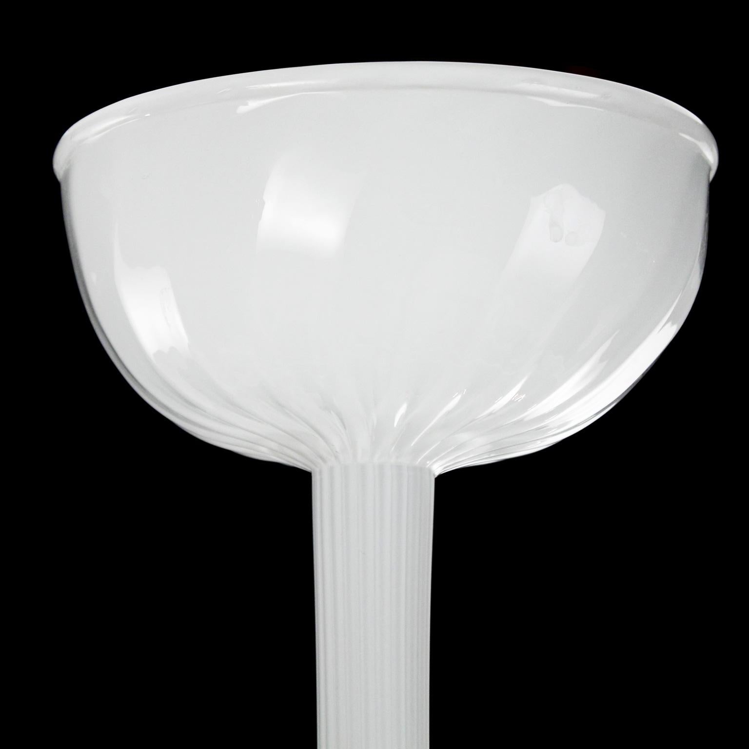 Italian Chandelier 10+5 Arms White Encased Murano Glass White Lampshades by Multiforme For Sale
