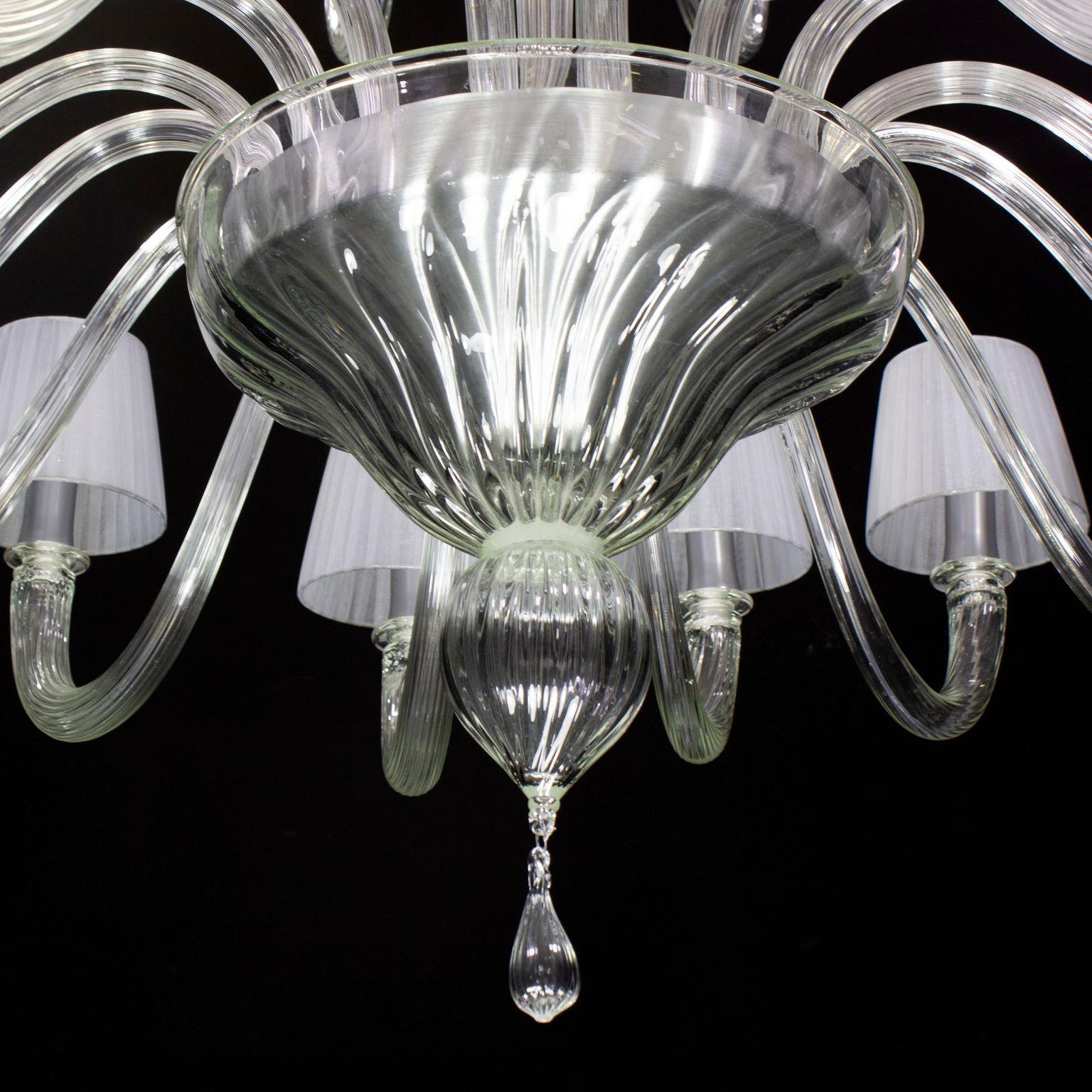Kronleuchter 16+8 Arme, handgefertigte Lampenschirme aus Kristall-Muranoglas von Multiforme (Italienisch) im Angebot