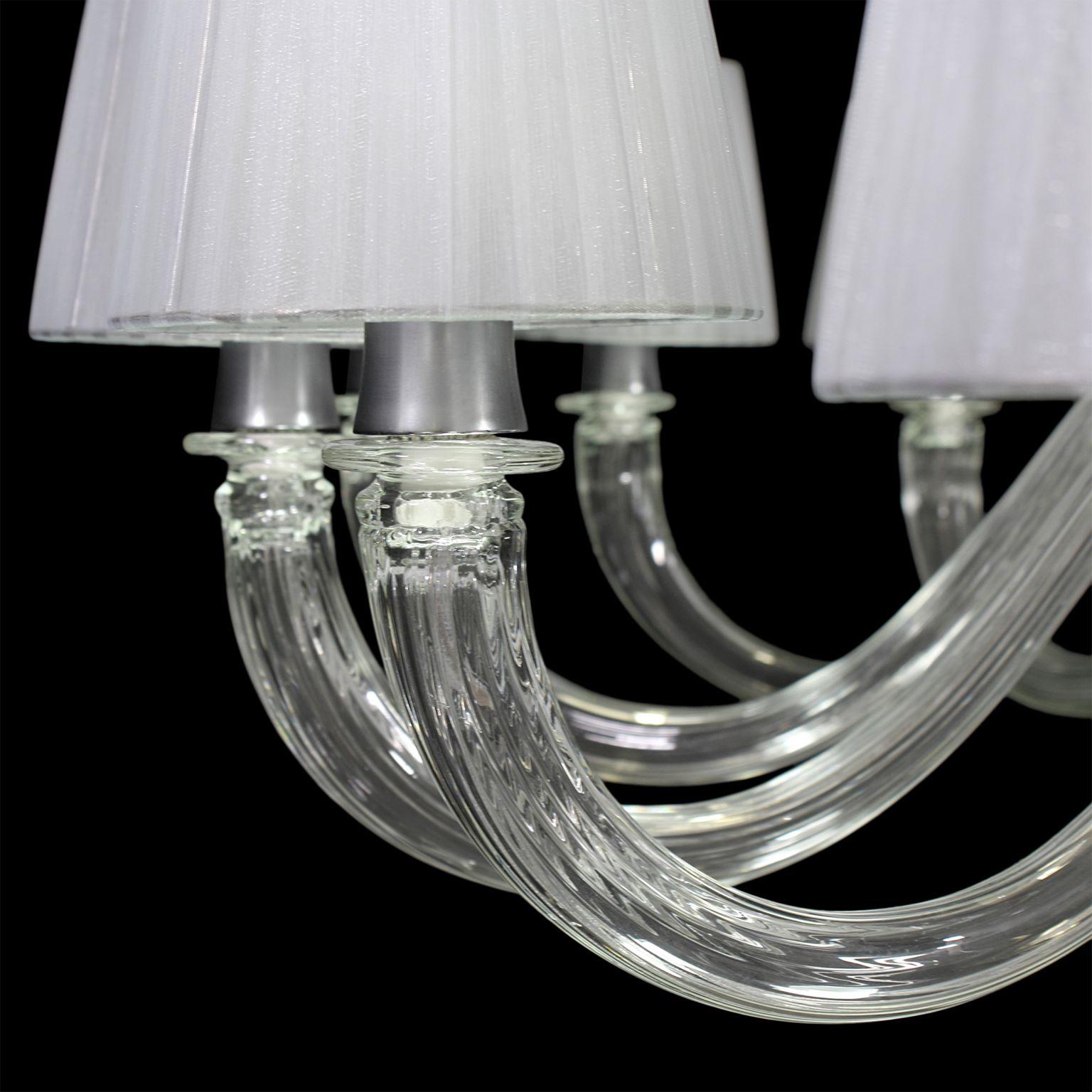 Contemporary Chandelier 16+8 Arms Crystal Murano Glass Handmade Lampshades by Multiforme For Sale