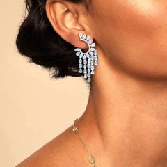 Chandelier 18K White Gold Pear Marquise Diamond Statement Earrings