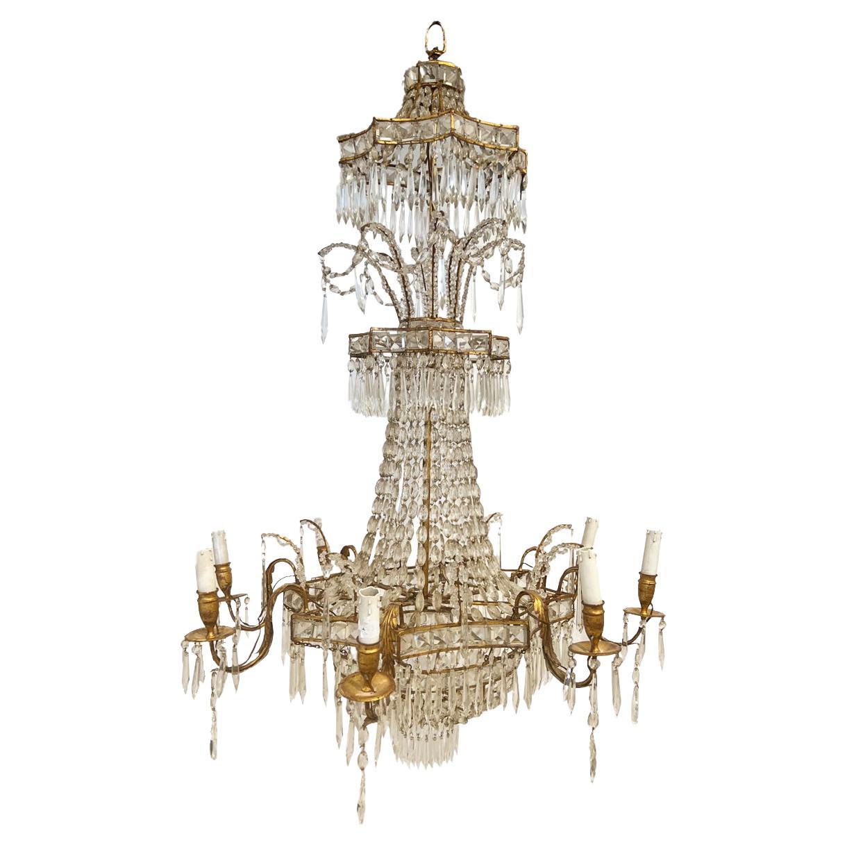 Chandelier, 19th Century, Russian or Swedish 8 Light For Sale