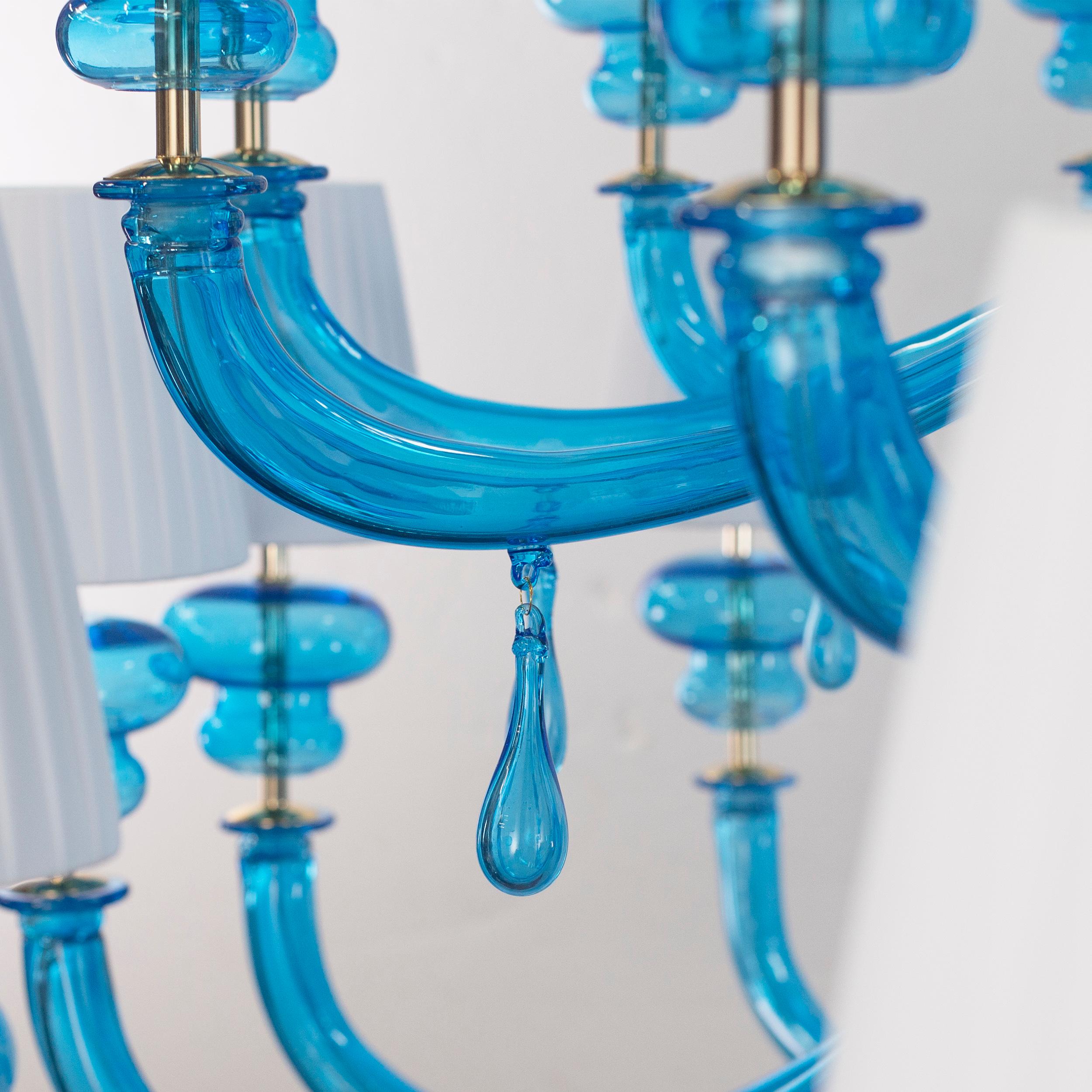 Altro Lampadario 36 Luci Paralume in vetro di Murano Acquamarina, Palladio di Multiforme in vendita