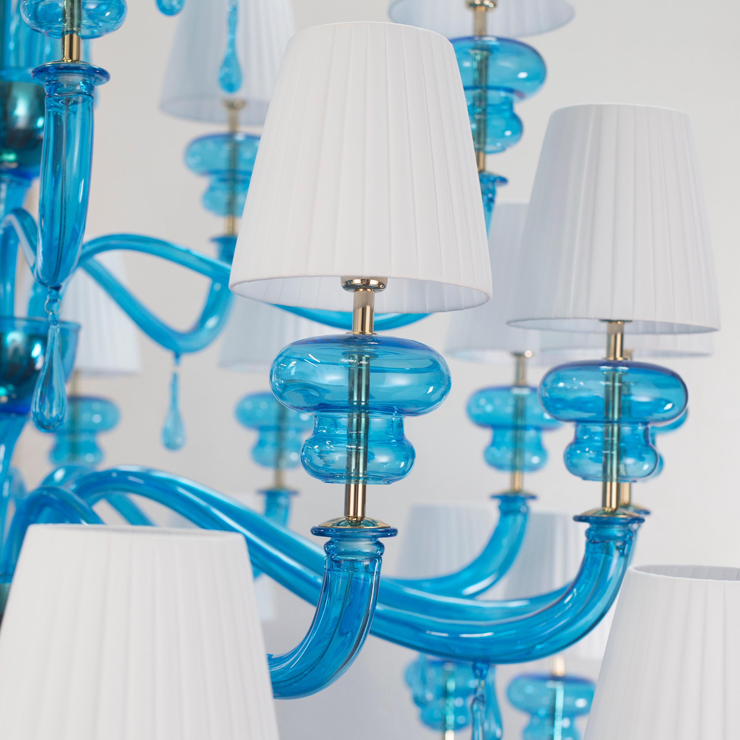 Lampadario 36 Luci Paralume in vetro di Murano Acquamarina, Palladio di Multiforme In condizioni Nuovo in vendita a Trebaseleghe, IT