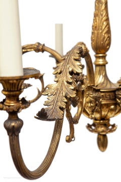 chandelier 5 arm branch ormolu brass neoclassical mask acanthus greek key