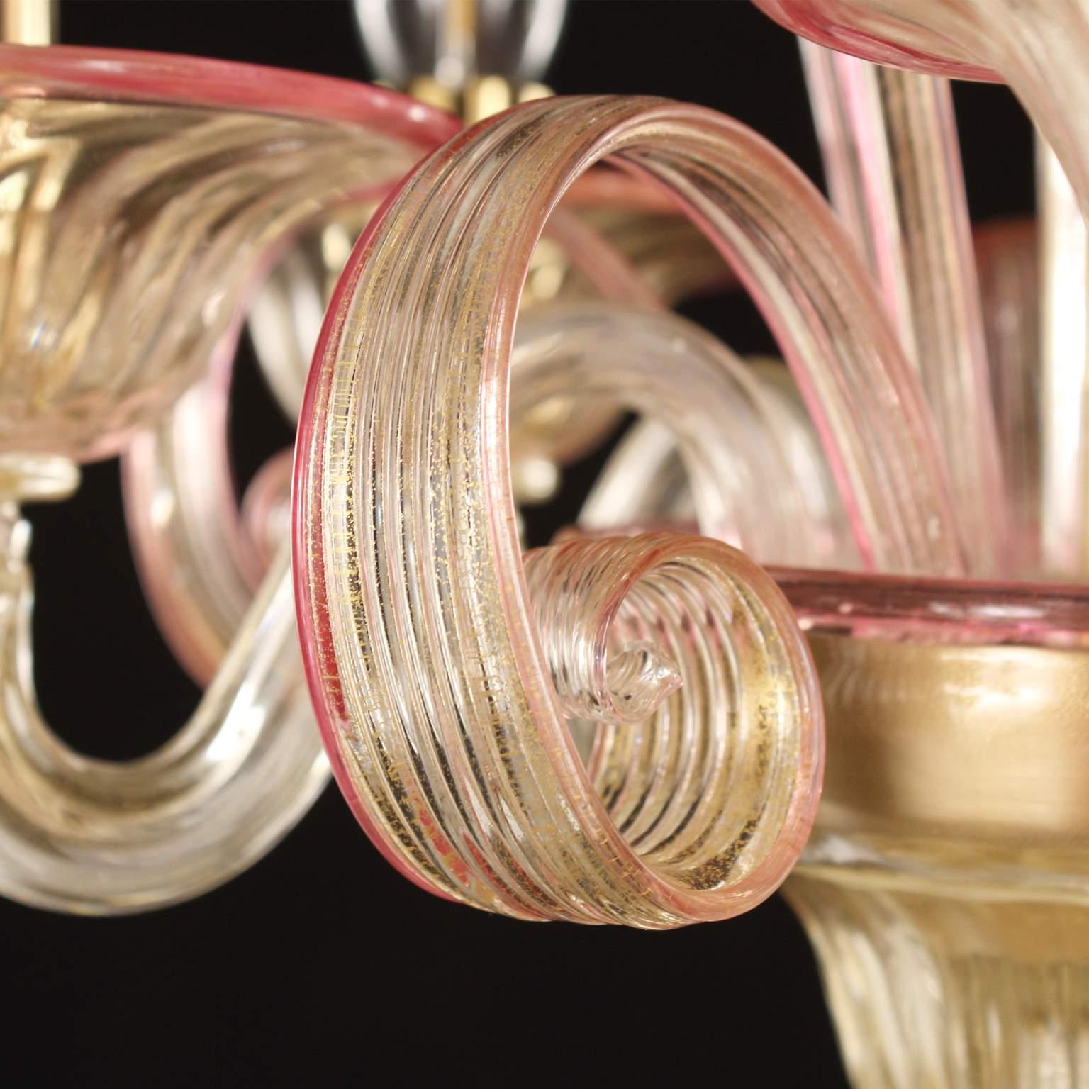 Altro Lampadario a 5 bracci in vetro di Murano Golden Leaf-ametista di Multiforme in stock in vendita