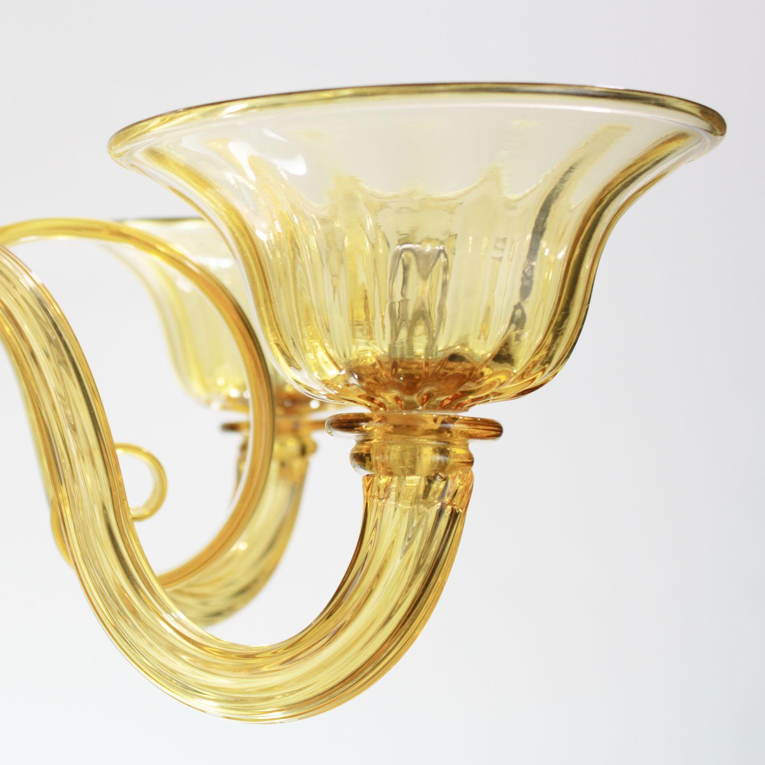 Other Chandelier 6Arms Acacia Handblown Artistic Murano Glass by Multiforme in stock For Sale