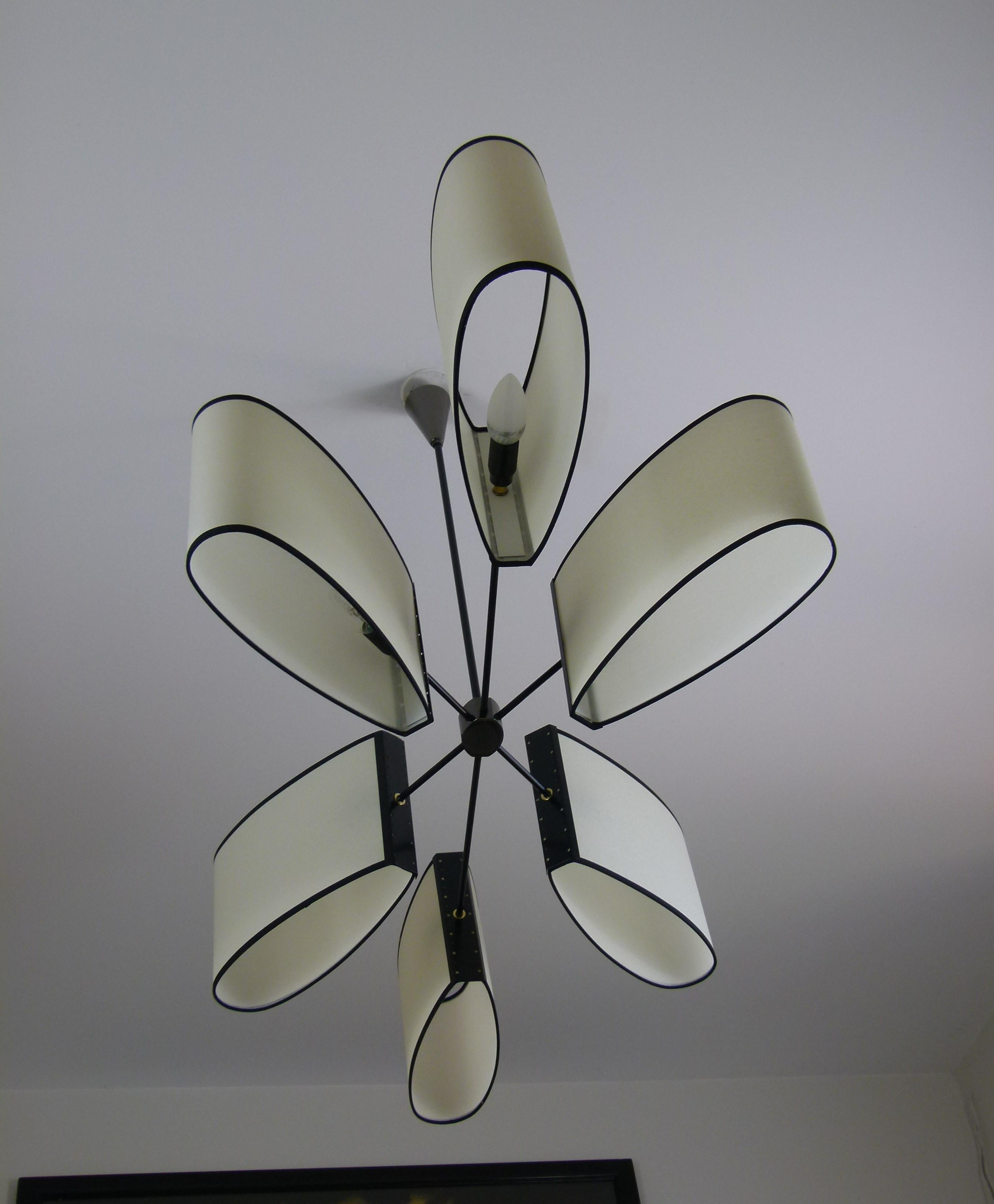 20th Century  Chandelier 6 Arms in Assymethy from Maison Lunel, 1950