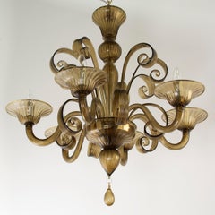 Lampadario Capriccio 6 bracci Moka in vetro artistico di Murano di Multiforme in stock