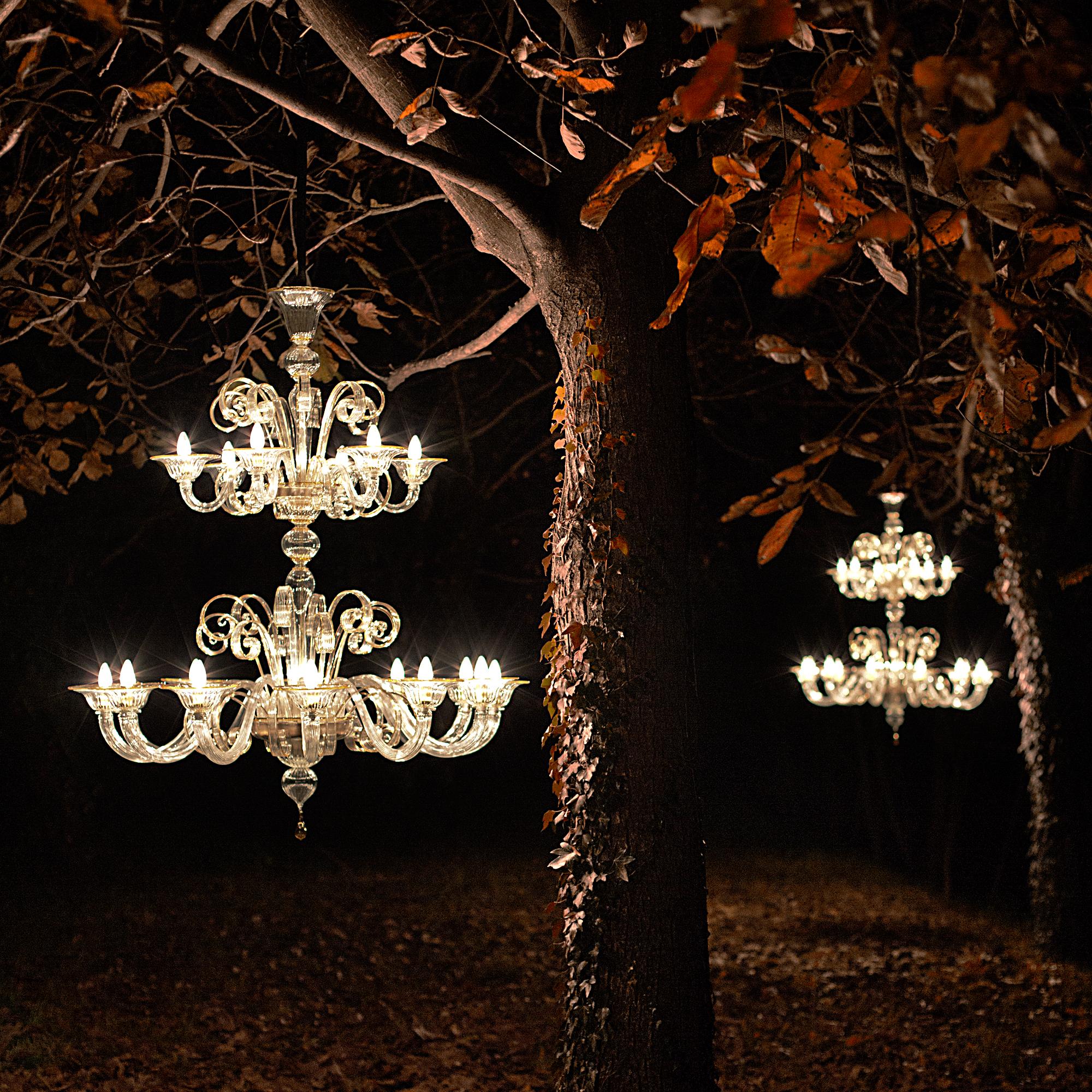 Capriccio Chandelier 6 Arms Moka Artistic Murano Glass by Multiforme in Stock For Sale 2