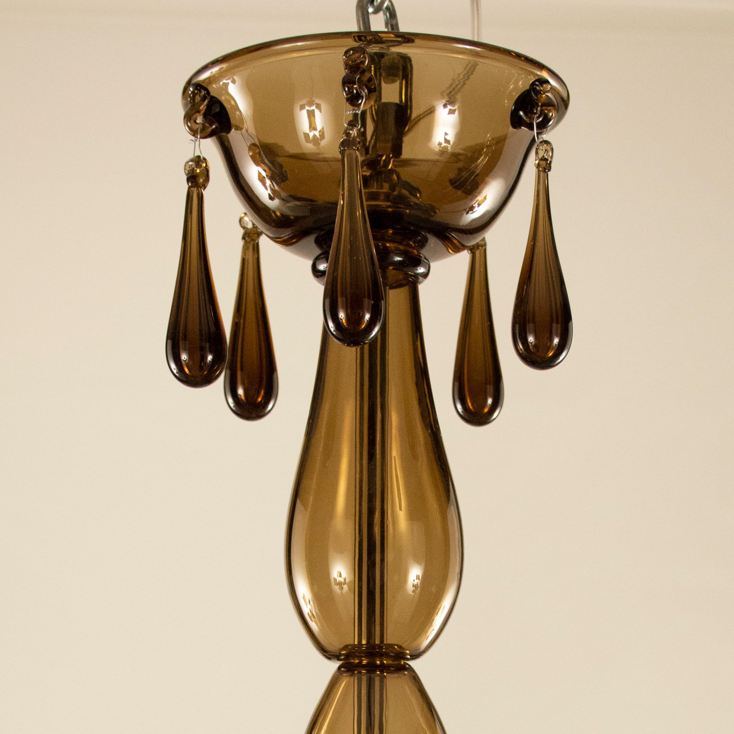 Chandelier 6 Arms Moka Smooth Murano Portofino by Multiforme In New Condition For Sale In Trebaseleghe, IT