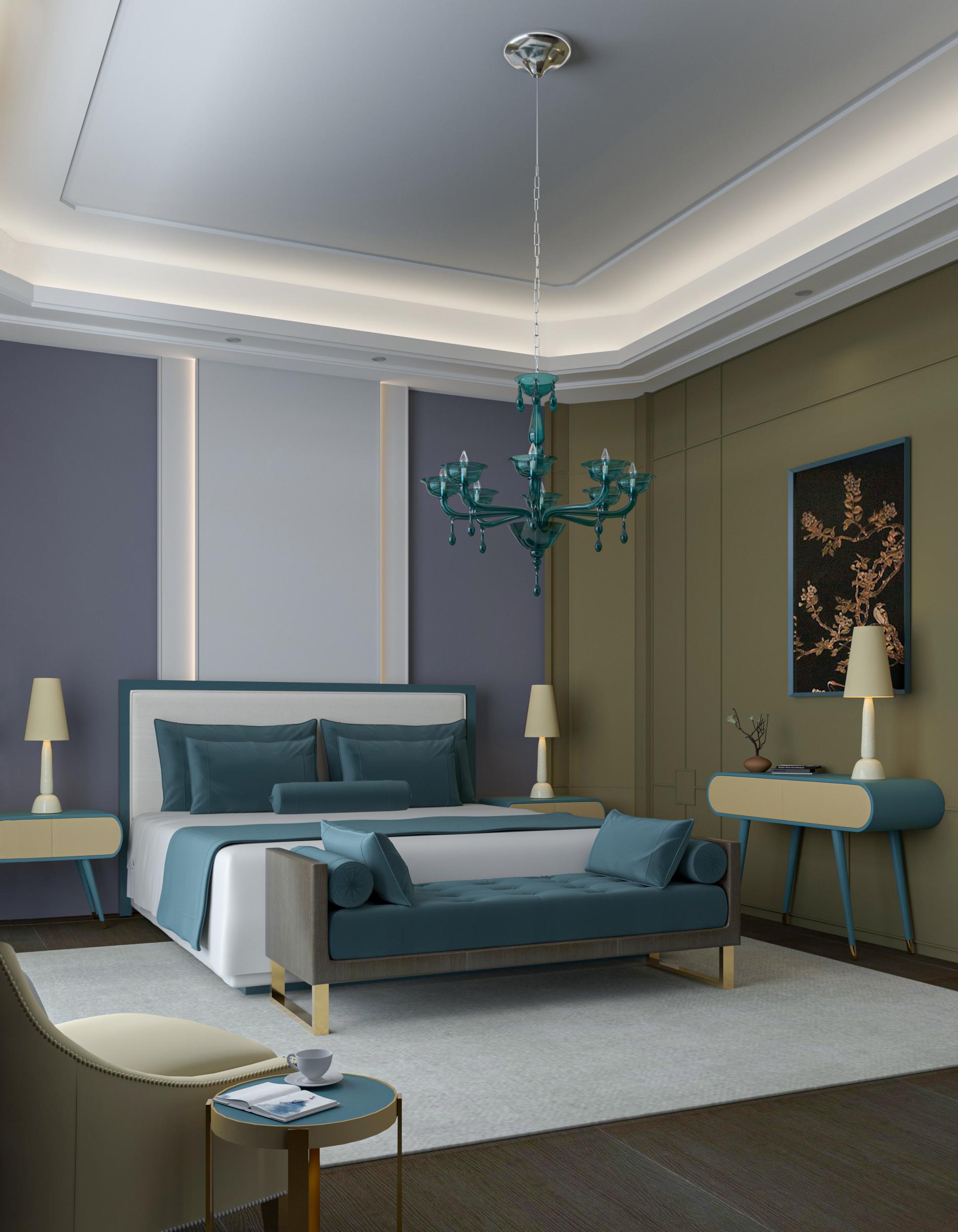 Chandelier 6 Arms Moka Smooth Murano Portofino by Multiforme For Sale 1