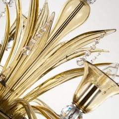 Araña 6 Brazos Vidrio Murano Paja con Detalles de Cristal by Multiforme in Stock