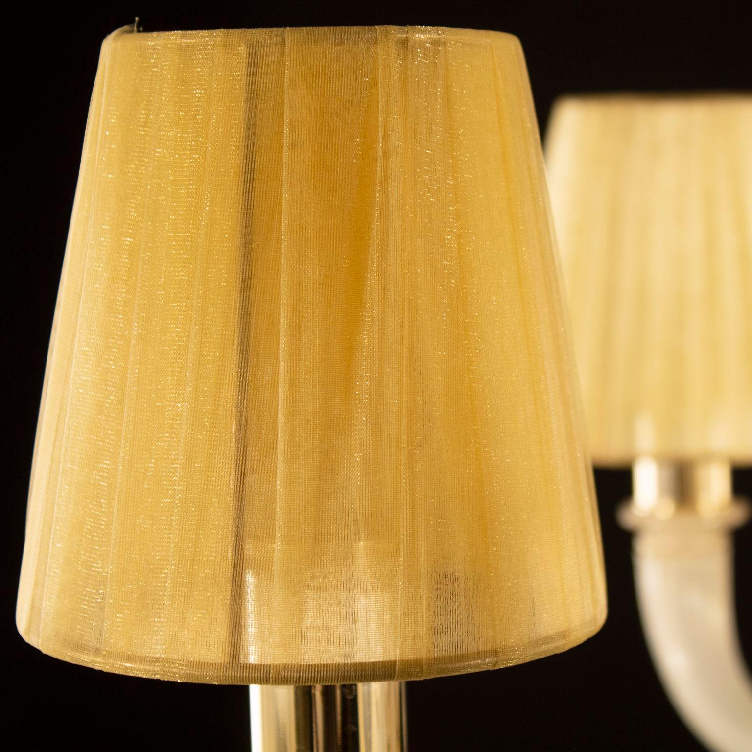 Lampadario a 6 bracci in seta bianca e vetro di Murano oro, Chapeau di Multiforme in vendita 1