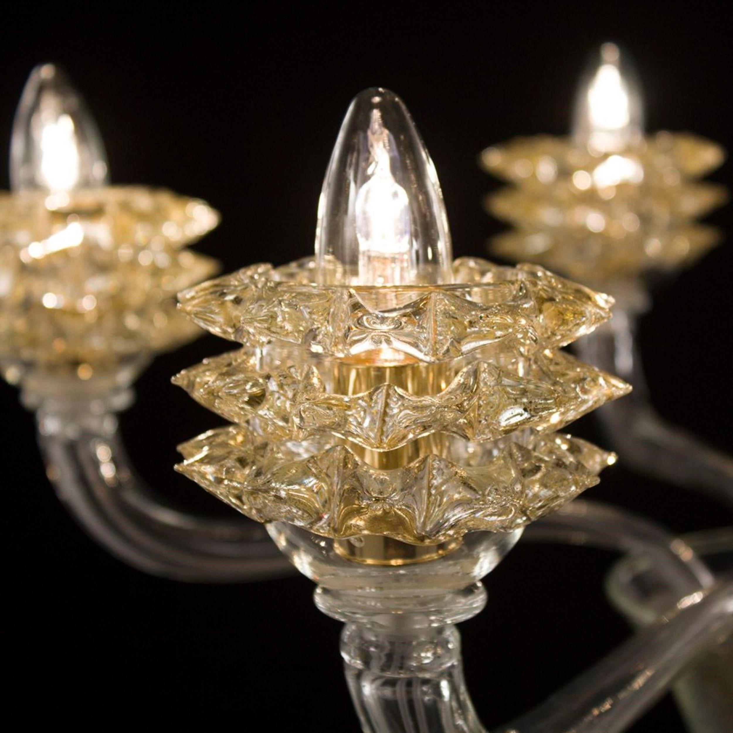 Lustre à 6+3 bras en verre de Murano or transparent et diamanté par Multiforme Neuf - En vente à Trebaseleghe, IT