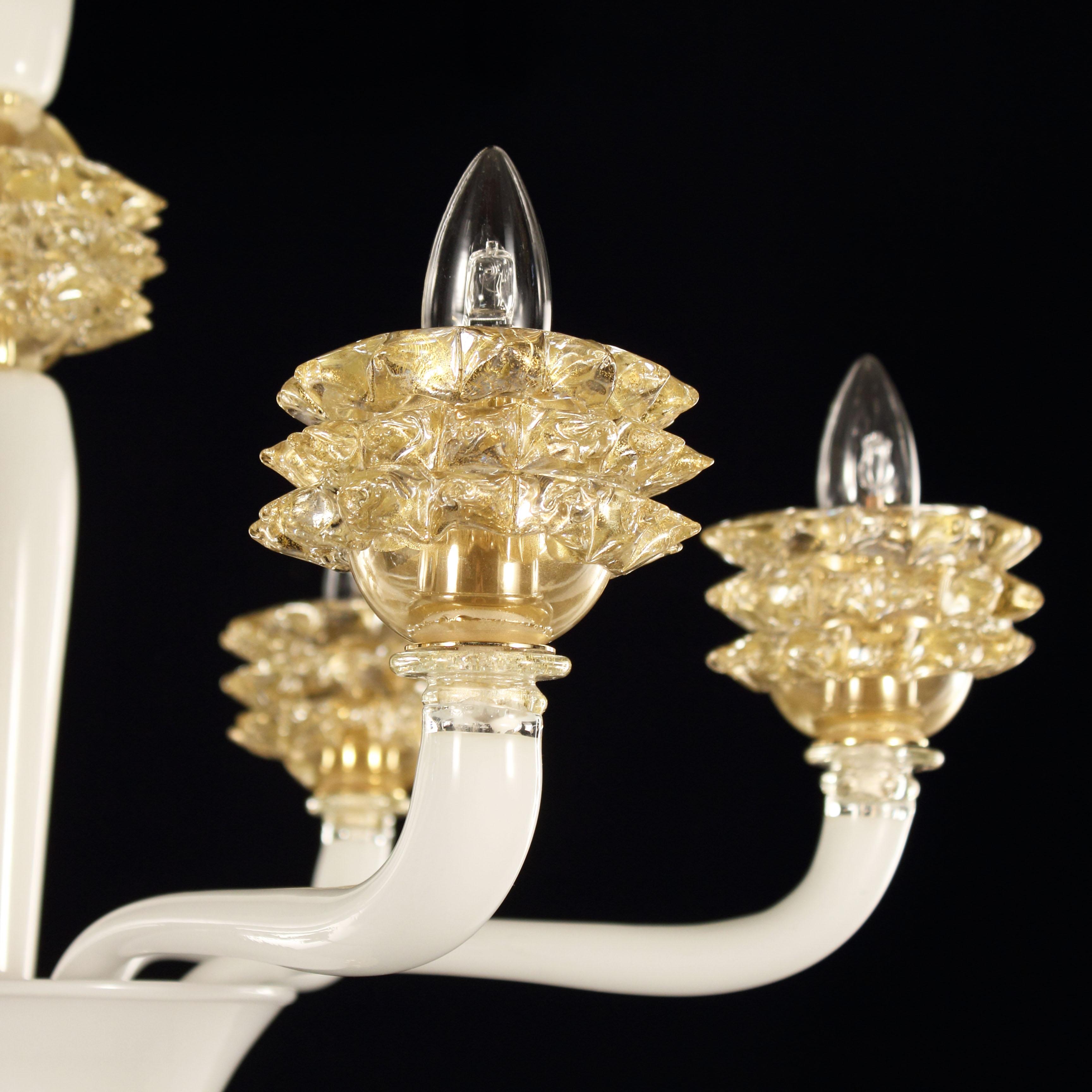Vetro soffiato Lampadario 6+6 bracci in vetro di Murano Clear Rostri Details by Multiforme in vendita