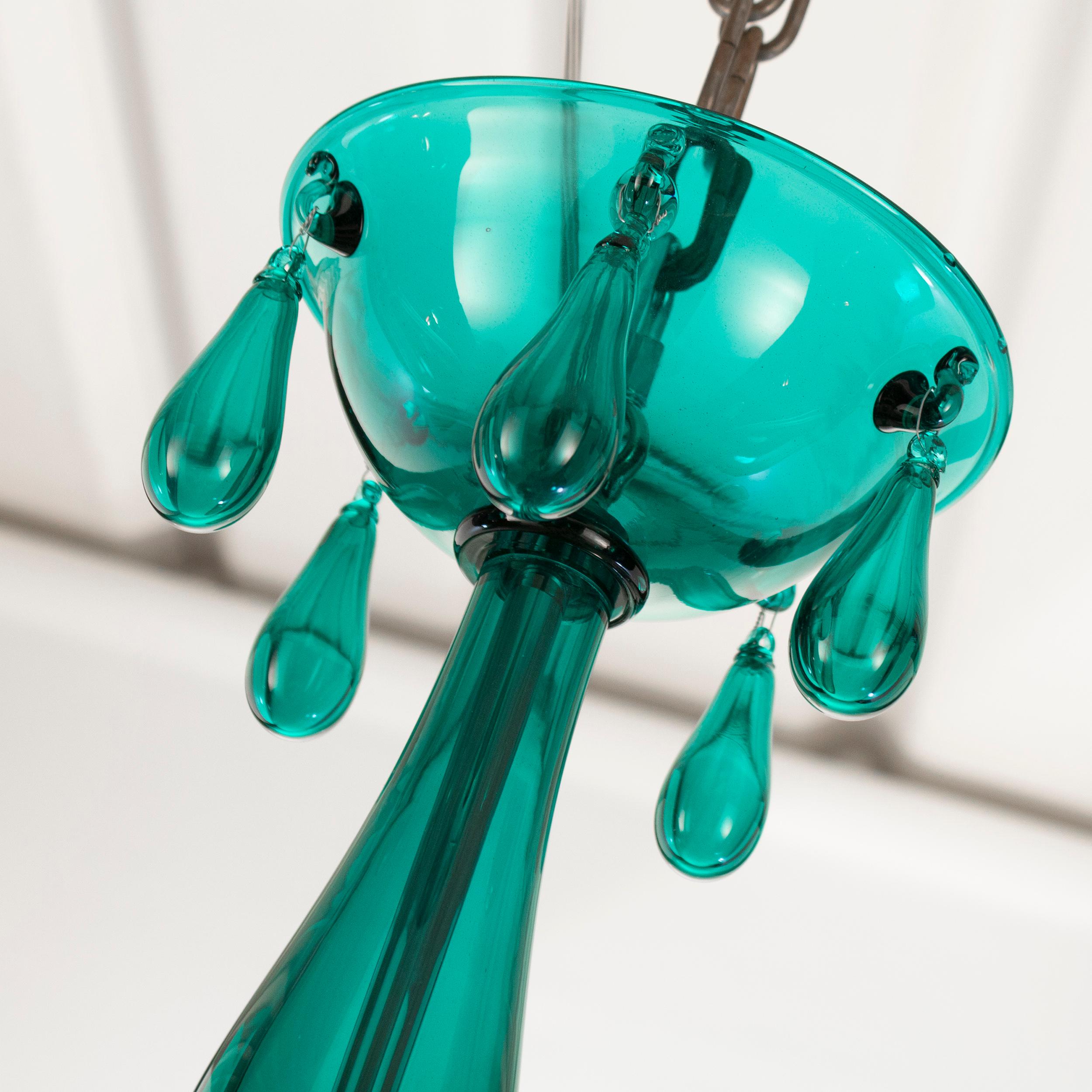 Other Chandelier 8 Arms Green Marine Smooth Murano Portofino by Multiforme For Sale