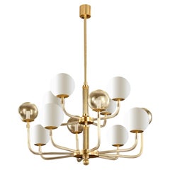Lámpara de araña de 8+4 luces, con esferas en dorado y blanco, modelo B&L de Multiforme
