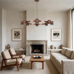 Chandelier a la manera de Edgar Brandt en acabado cobre · (Ø130 cm, 8 luces)