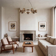 Chandelier a la manera de Edgar Brandt en acabado dorado · (Ø100 cm, 7 luces)