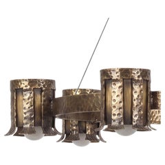 Lampadario in stile Edgar Brandt con finitura dorata · (Ø 130 cm, 8 luci)