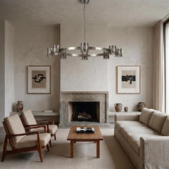 Lampadario in stile Edgar Brandt con finitura argento · (Ø 130 cm, 8 luci)