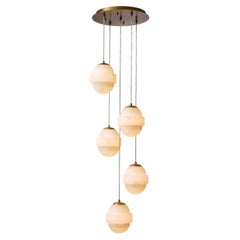 Chandelier Antique Brass Finish and Alabaster Spheres