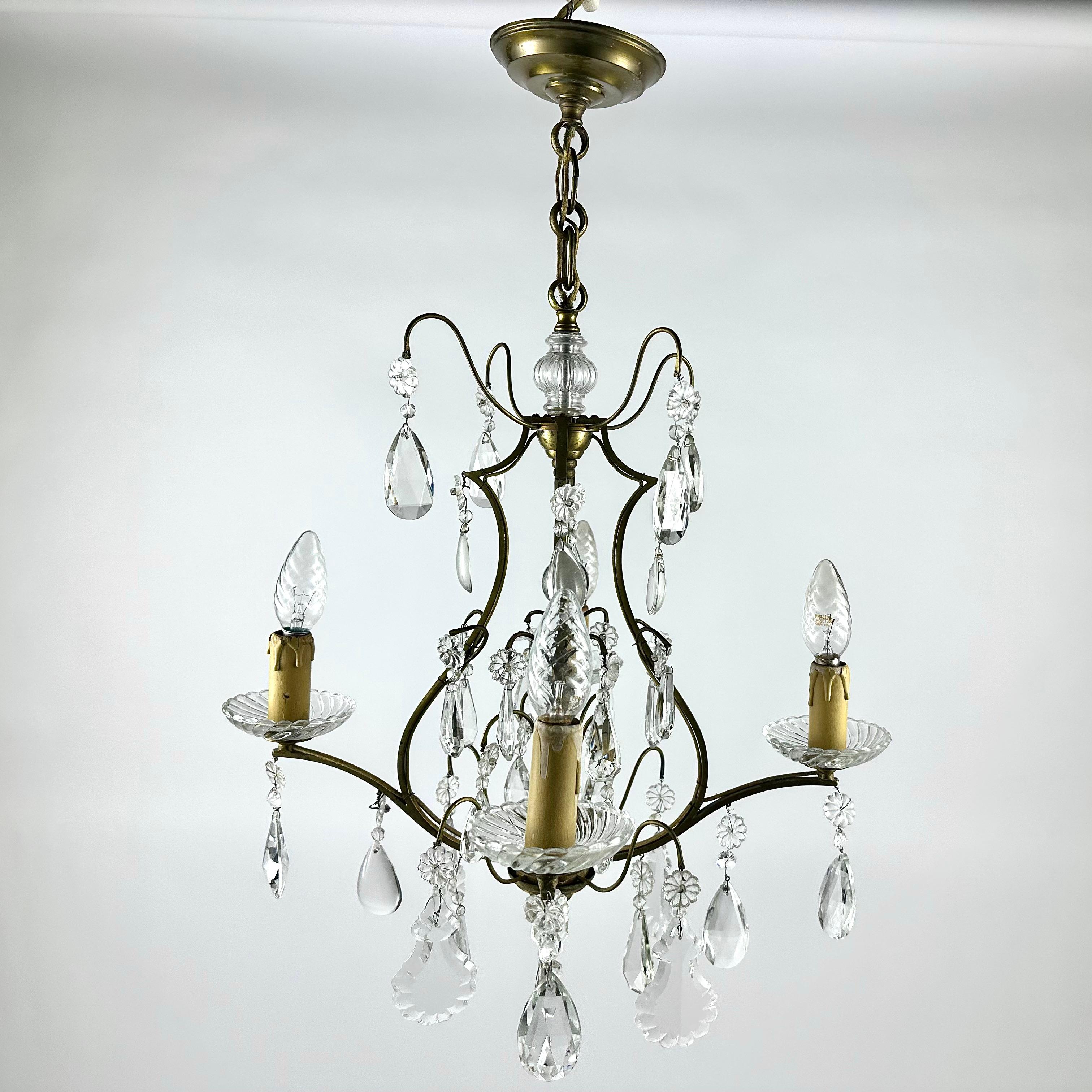 Bronzed Chandelier Antique French Lighting Baroque style Early 20th Century For Sale