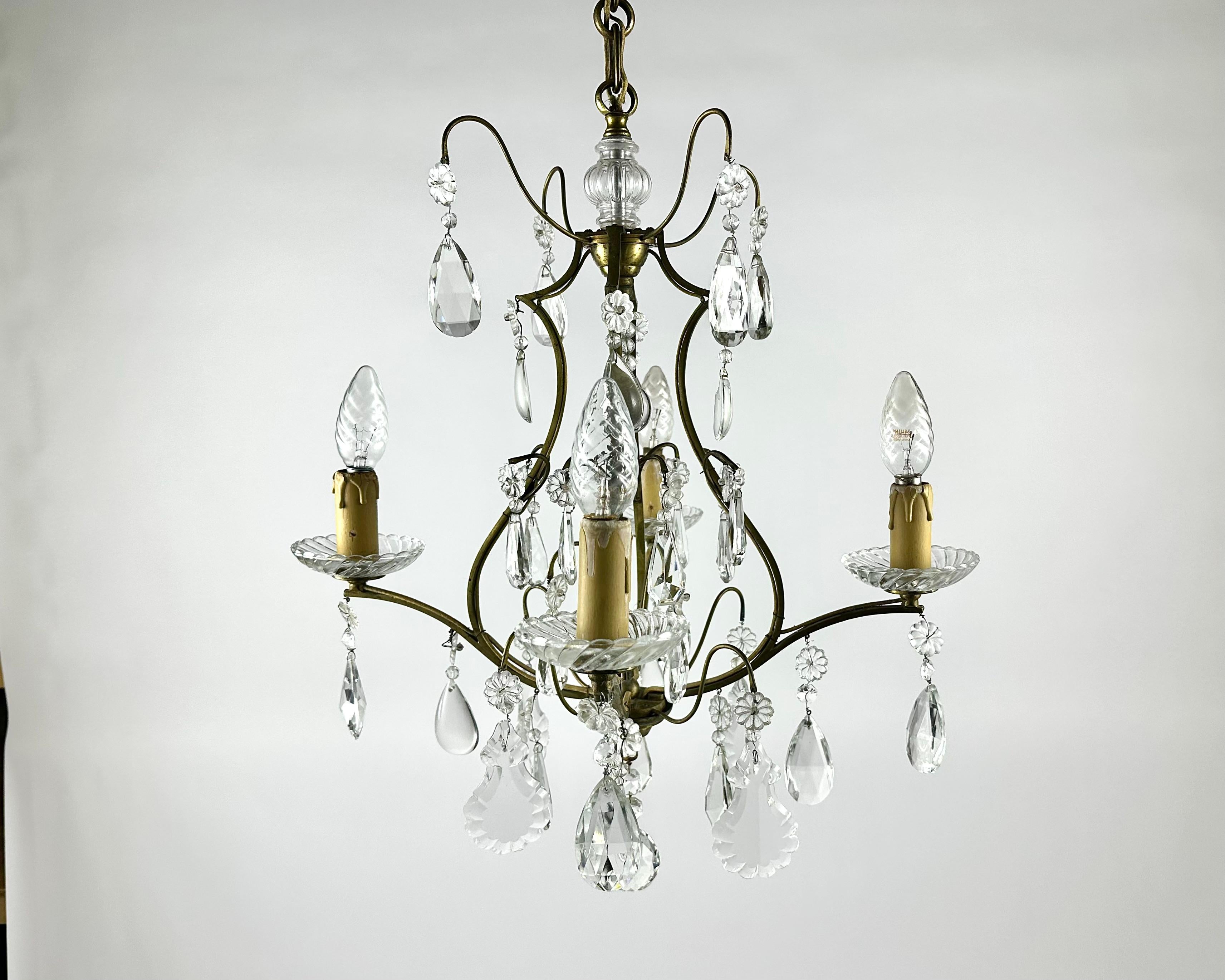 Chandelier Antique French Lighting Baroque style Early 20th Century In Good Condition For Sale In Bastogne, BE