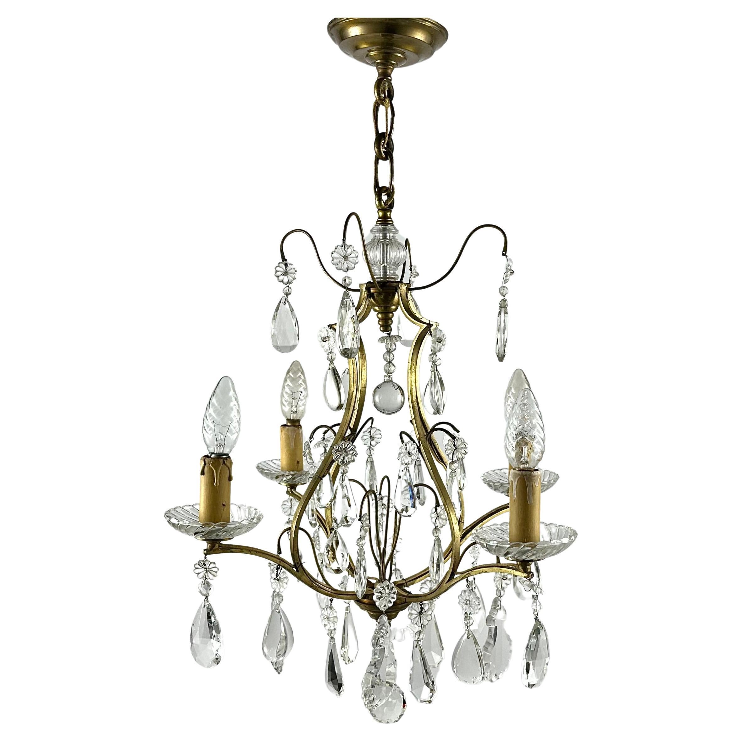 Chandelier Antique French Lighting Baroque style Early 20th Century For Sale
