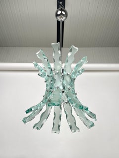 Chandelier Art Glass & Steel by 04 Zero Quattro for Fontana Arte, Italy, 1970s