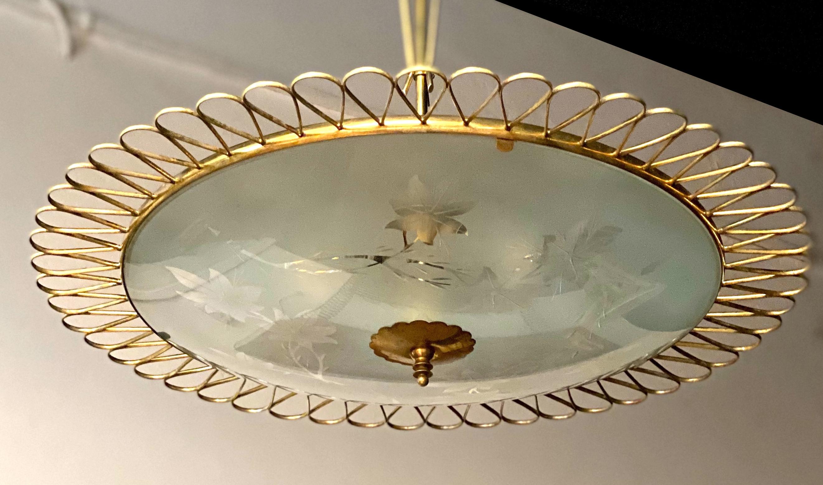 Chandelier Attributed to Fontana Arte by Pietro Chiesa, Italy, 1940s 4