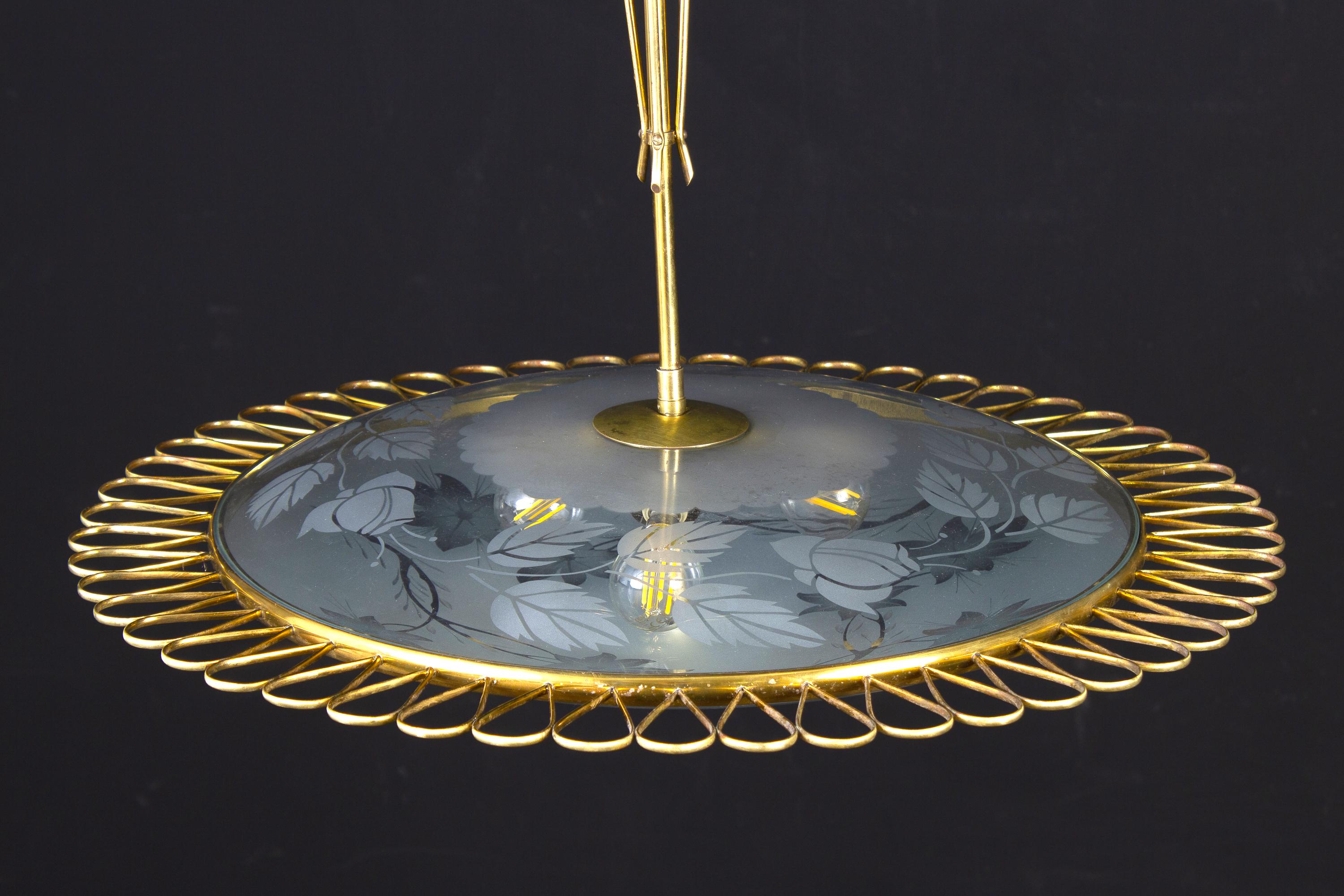 Mid-Century Modern Chandelier Attributed to Fontana Arte by Pietro Chiesa, Italy, 1940s
