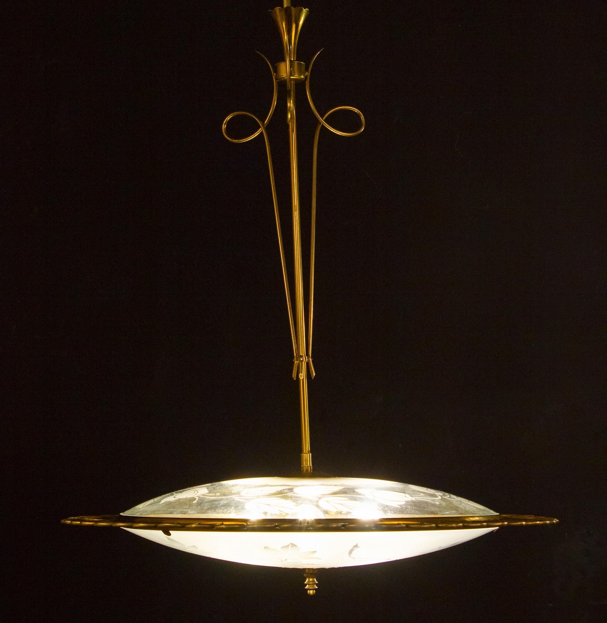 Chandelier Attributed to Fontana Arte by Pietro Chiesa, Italy, 1940s In Excellent Condition In Rome, IT