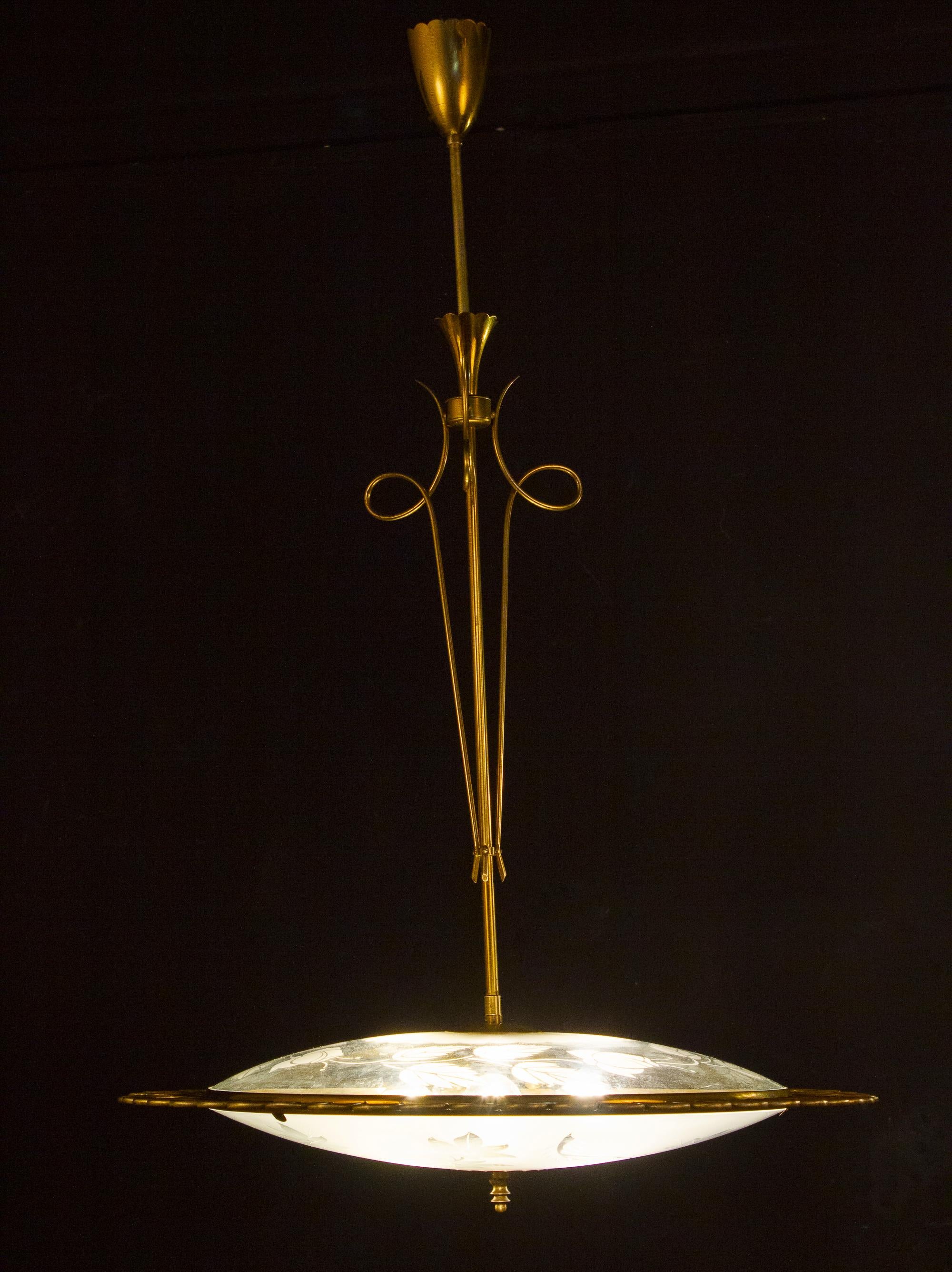 Mid-20th Century Chandelier Attributed to Fontana Arte by Pietro Chiesa, Italy, 1940s