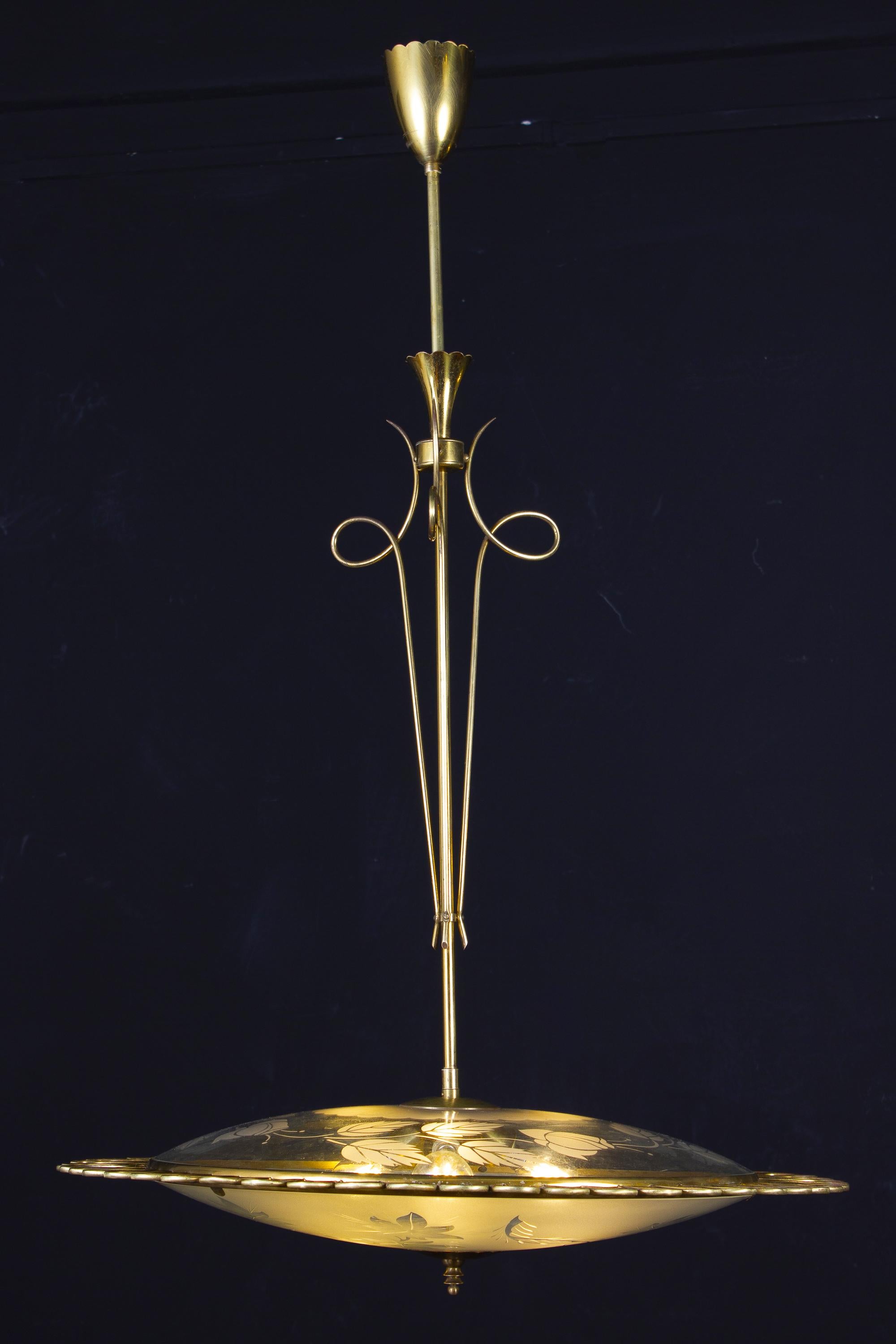 Glass Chandelier Attributed to Fontana Arte by Pietro Chiesa, Italy, 1940s