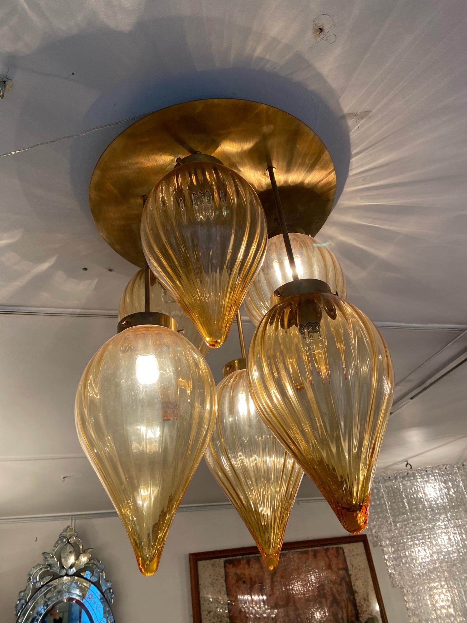 Chandelier, Attributed to Venini Murano Glass, circa 1970 In Good Condition In Saint ouen, FR