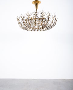Bakalowits Oswald Haerdtl Glass and Brass Chandelier, Austria, 1950