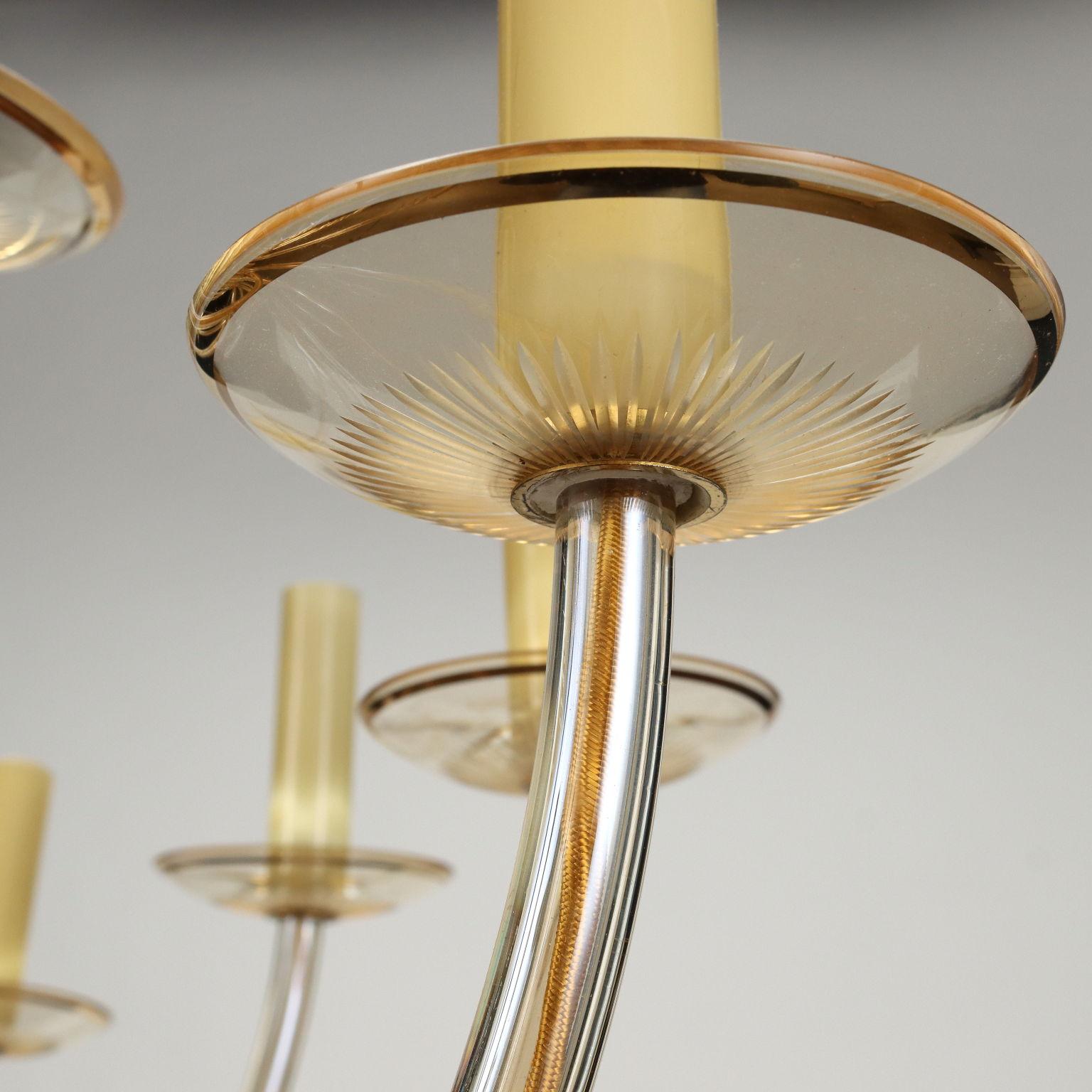 Italian Chandelier Blown Glass, Italy 20th Century