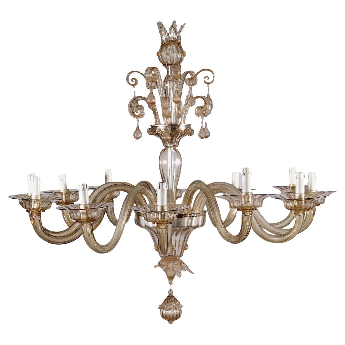 Chandelier Blown Glass Murano Italy XX Cent. For Sale