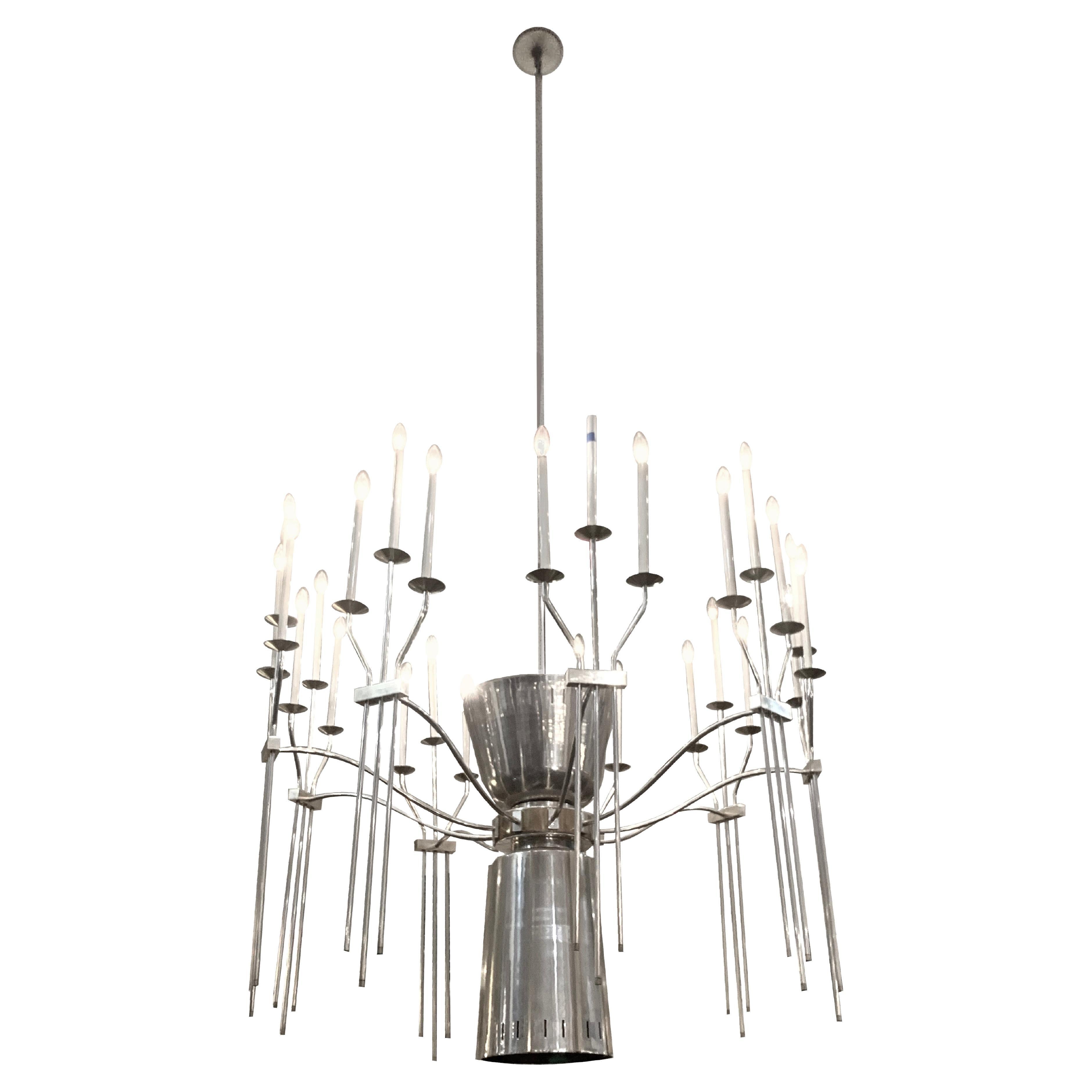 Chandelier Brass Accents 27 Lights Mid-Century Modern