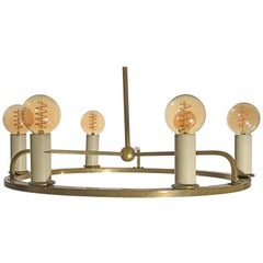 Chandelier Brass Art Deco, Germany 1930s Fine Original Patina