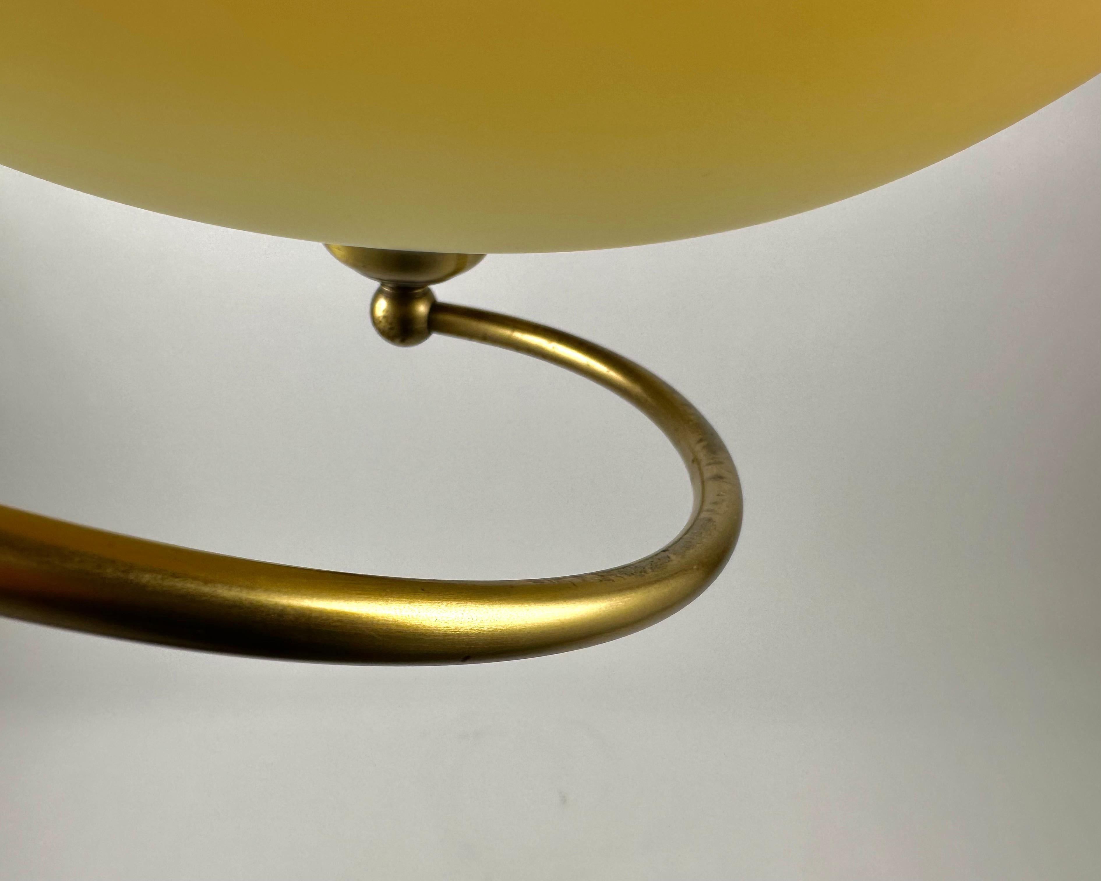 Chandelier Brass Glass Vintage Ceiling Lamp Pendant Créations Val de Loire For Sale 4