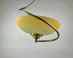 Chandelier Brass Glass Vintage Ceiling Lamp Pendant Créations Val de Loire