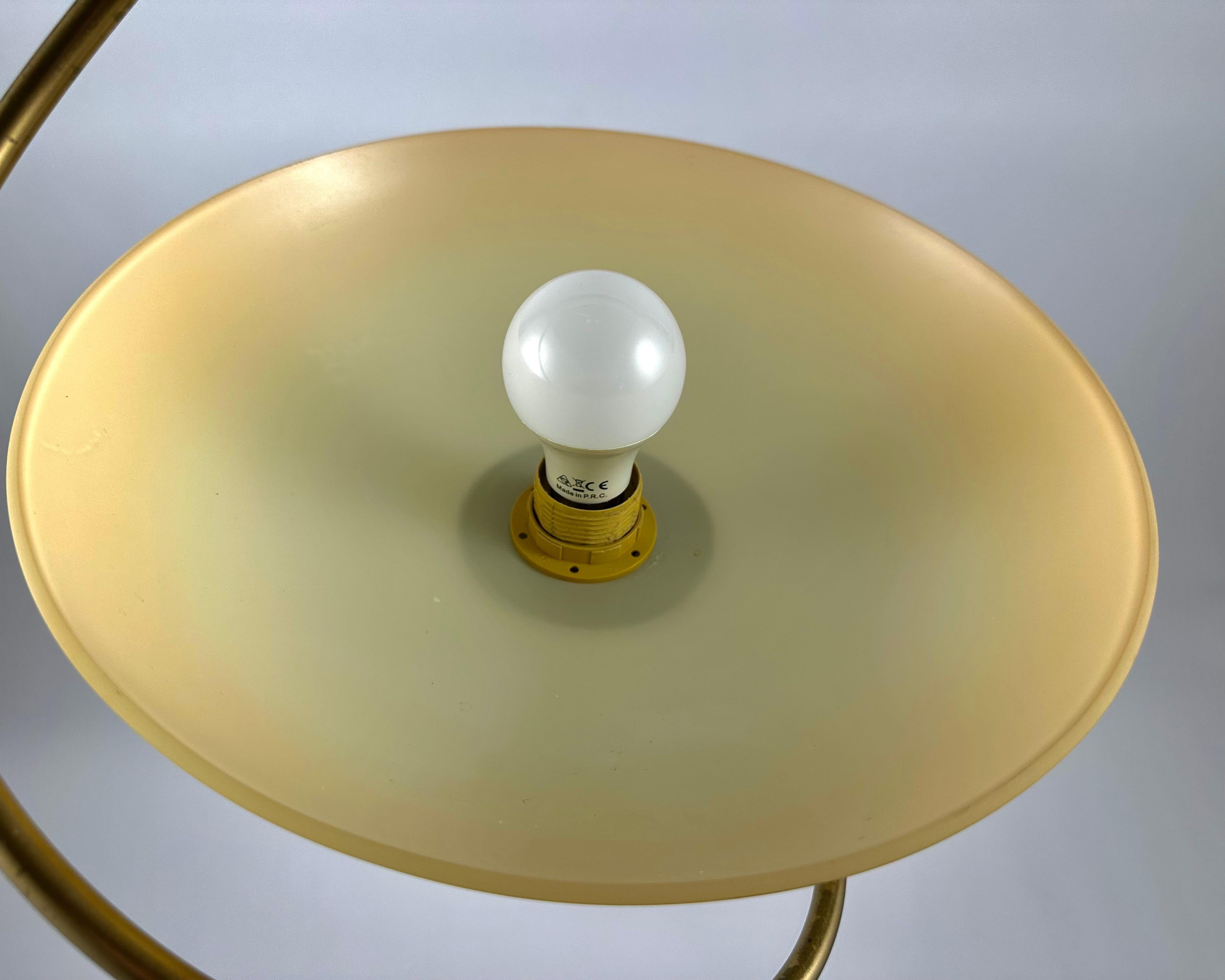 Chandelier Brass Glass Vintage Ceiling Lamp Pendant Créations Val de Loire For Sale 2