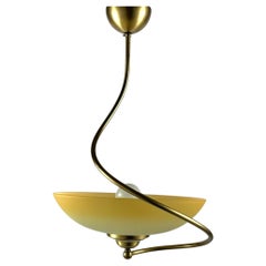 Chandelier Brass Glass Vintage Ceiling Lamp Pendant Créations Val de Loire