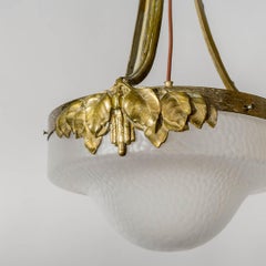 Chandelier, bronze and glass, Jugend, Sweden 1910ss