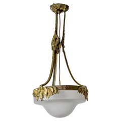 Chandelier, bronze and glass, Jugend, Sweden 1910ss