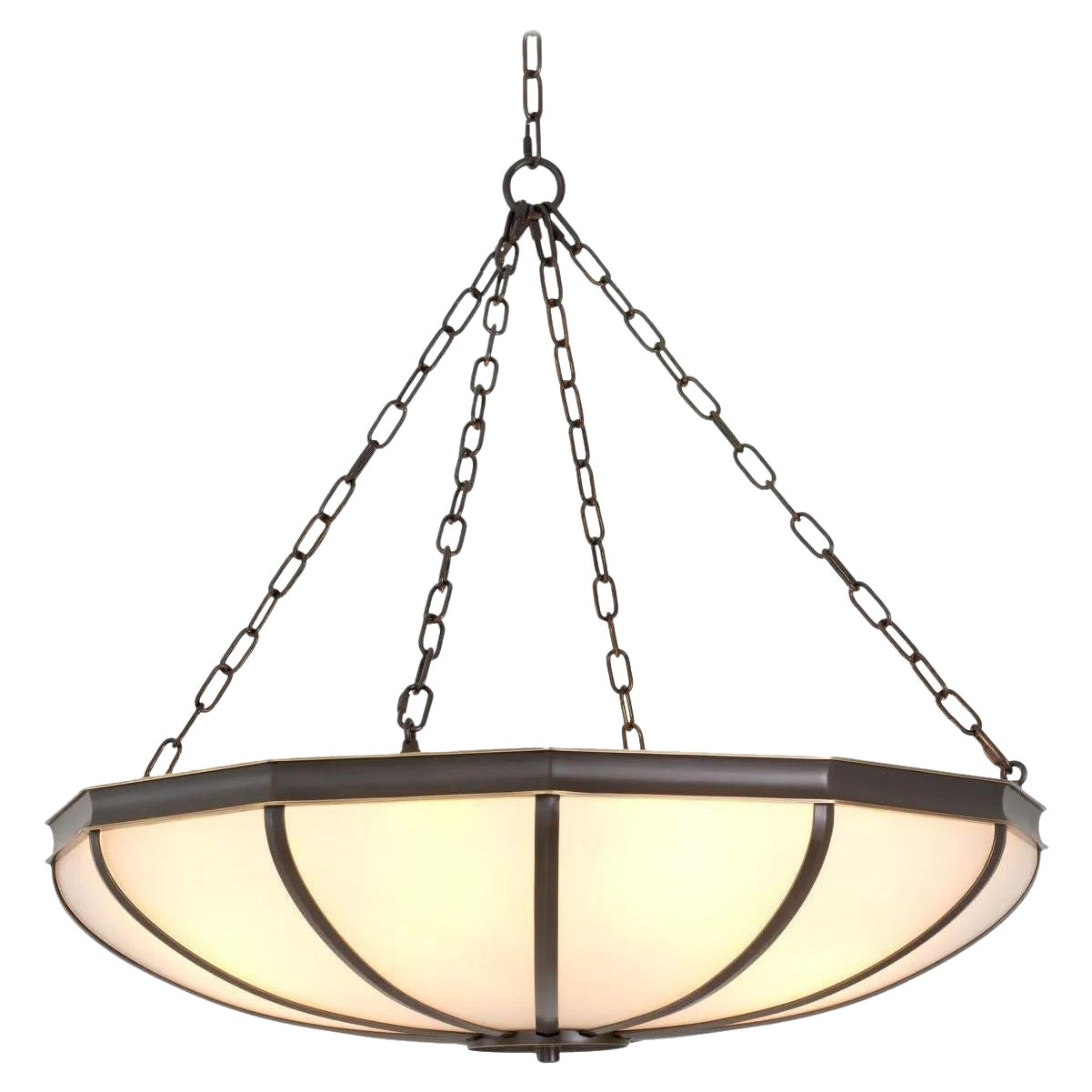 Araña - Acabado Bronce y Cristal Blanco en venta