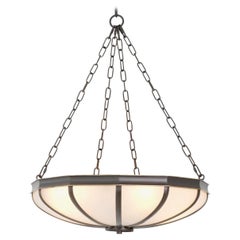 Lampadario - Finitura bronzo con vetro bianco
