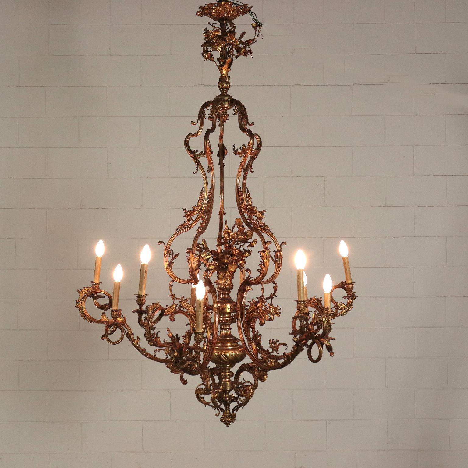 Other Chandelier Bronze, Italy, Late 19th Century